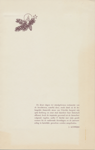 716265 Voorzijde van een dubbele kaart uitgegeven ter gelegenheid van het terugplaatsen van de spits op de kerktoren ...